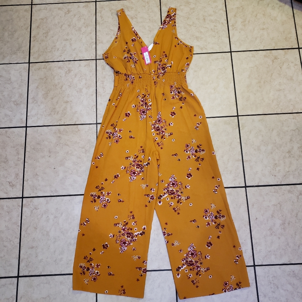 Womens Sleeveless Floral Pant Jumpsuit - Picture 2 of 2
